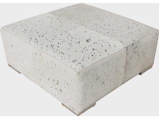 Pasargad Home Safari Silver Cowhide Ottoman