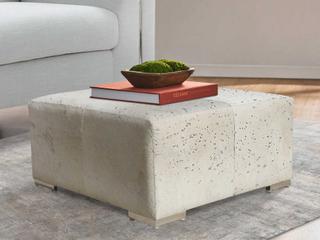 Pasargad Home Safari Silver Cowhide Ottoman