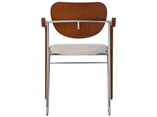 Pasargad Home Osaka Gifu Plywood Beige Upholstered Arm Dining Chair