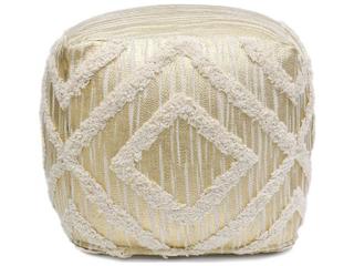 Pasargad Home Grand Canyon Ivory Gold Shaggy Pouf