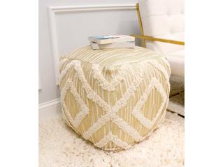 Pasargad Home Grand Canyon Ivory Gold Shaggy Pouf