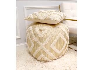 Pasargad Home Grand Canyon Ivory Gold Shaggy Pouf