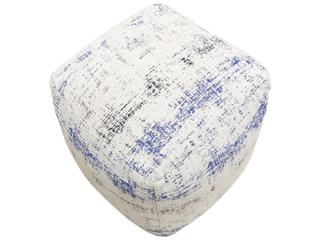 Pasargad Home Grand Canyon Ivory Blue White Distressed Pouf