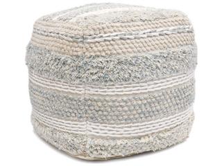 Pasargad Home Grand Canyon Beige Aqua Blue Upholstered Pouf