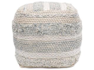 Pasargad Home Grand Canyon Beige Aqua Blue Upholstered Pouf