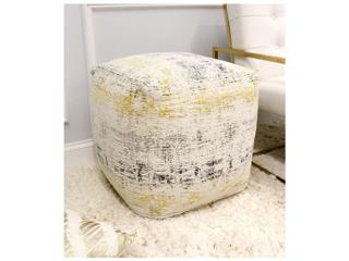 Pasargad Home Grand Canyon Ivory Gold Upholstered Pouf