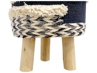 Pasargad Home Grandcanyon Navy Beige Blue Upholstered Accent Stool