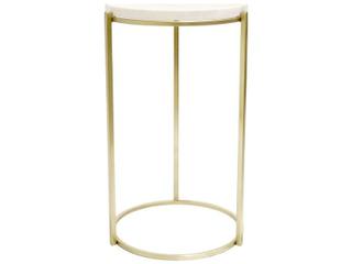 Pasargad Home Beacon Carina Round Marble White Gold End Table