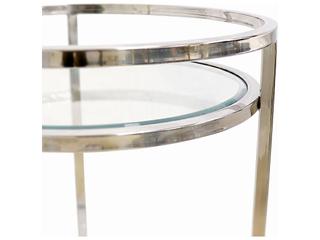 Pasargad Home Beacon Blake Glass Silver Clear Chrome Bar Cart