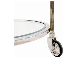 Pasargad Home Beacon Blake Glass Silver Clear Chrome Bar Cart