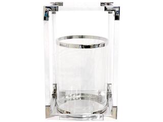Pasargad Home Beacon Soren Silver Clear Candle Holder
