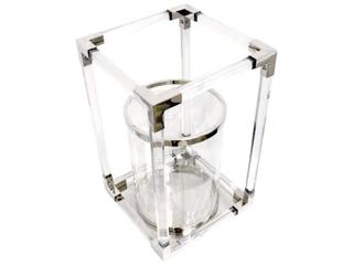 Pasargad Home Beacon Soren Silver Clear Candle Holder