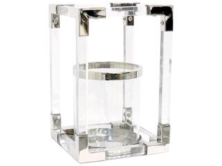 Pasargad Home Beacon Soren Silver Clear Candle Holder