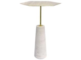 Pasargad Home Beacon Amara Hexagon Metal White Gold End Table