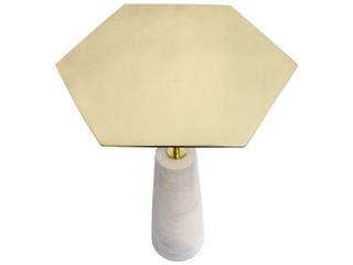 Pasargad Home Beacon Amara Hexagon Metal White Gold End Table