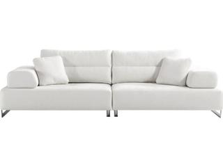 Pasargad Home Positano Ravenna White Chrome Upholstered Sofa