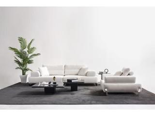 Pasargad Home Positano Ravenna White Chrome Upholstered Sofa