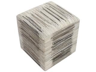 Pasargad Home Galaxy Cowhide Silver Pouf