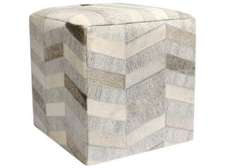 Pasargad Home Galaxy Silver Cowhide Ottoman