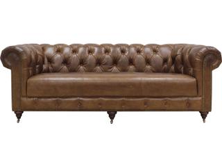 Pasargad Home Chester Bay Brown Leather Sofa