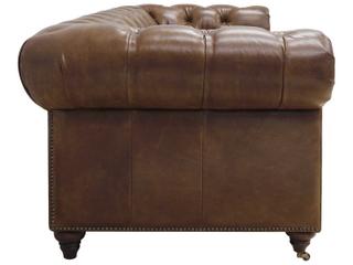 Pasargad Home Chester Bay Brown Leather Sofa