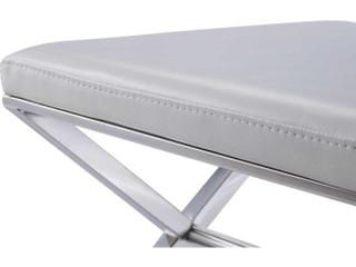 Pasargad Home Luxe White Chrome Silver Faux Leather Accent Bench