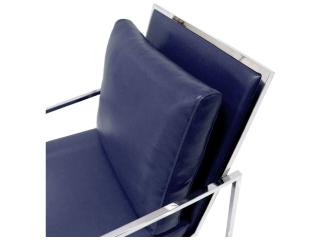 Pasargad Home Luxe Blue Faux Leather Accent Chair