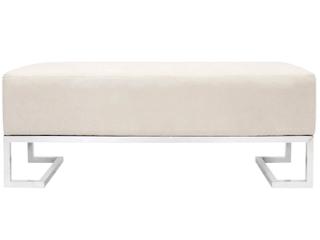 Pasargad Home Luxe Ivory Chrome White Upholstered Accent Bench