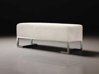 Pasargad Home Luxe Ivory Chrome White Upholstered Accent Bench