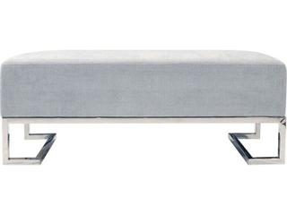 Pasargad Home Luxe Blue Chrome Upholstered Accent Bench