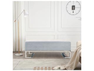 Pasargad Home Luxe Blue Chrome Upholstered Accent Bench