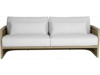 Castelle Biscayne Deep Seating Cushion Aluminum Sofa with Two Throw Pillows