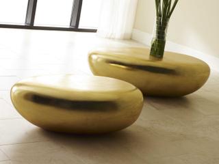 Phillips Collection River Stone Oval Gold Leaf Coffee Table