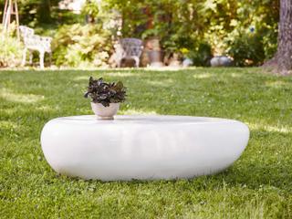 Phillips Collection Outdoorriver Stone Oval Gel Coat White Coffee Table