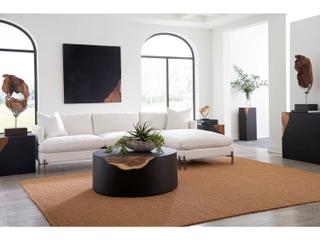 Phillips Collection Cornered Round Metal Natural Black Brown Coffee Table