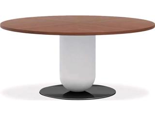 Pianca Ettore Round Wood Walnut Fog Grey Glossy Titanium Dining Table