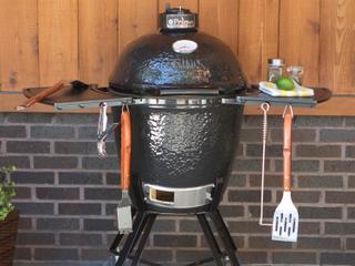 Primo All-In-One Ceramic Kamado Round Grill with Stand | Side Shelves | Ash Tool and Grate Lifter