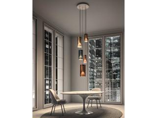 Penta Lit 5-Light Orange Blue Gold Violet Cylinder Pendant