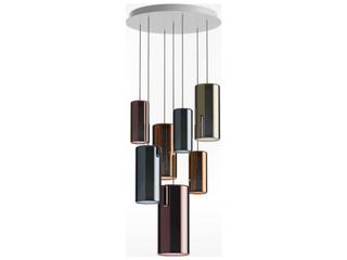 Penta Lit 7-Light Violet Blue Gold Orange Cylinder Pendant