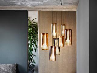 Penta Lit 7-Light Violet Blue Gold Orange Cylinder Pendant