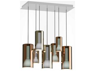 Penta Lit 7-Light Gold Orange Cylinder Island Pendant