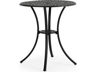 Watermark Living Oxford Cast Aluminum Weathered Black Round Patio Counter Table with Umbrella Hole
