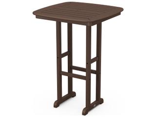 POLYWOOD® Nautical Recycled Plastic Square Outdoor Patio Bar Height Table with Umbrella Hole