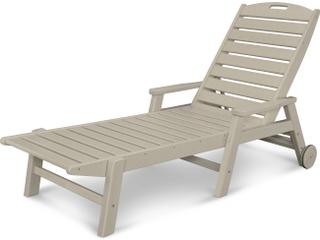 POLYWOOD® Nautical Recycled Plastic Stackable Outdoor Patio Chaise Lounge with Wheels