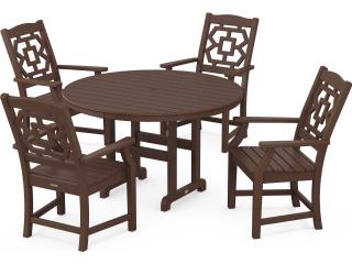 POLYWOOD® Martha Stewart Chinoiserie 5-Piece Round Farmhouse Patio Dining Set
