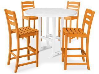 POLYWOOD® La Casa Recycled Plastic 5 Piece Bar Side Set