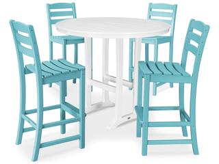 POLYWOOD® La Casa Recycled Plastic 5 Piece Bar Side Set