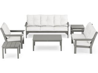 POLYWOOD® Vineyard Recycled Plastic 6 Piece Deep Seating Outdoor Lounge Set