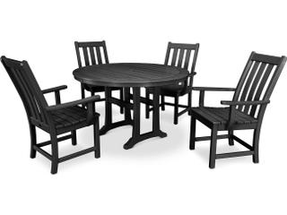 POLYWOOD® Vineyard Recycled Plastic 5 Piece Nautical Trestle Outdoor Patio Dining Set