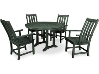 POLYWOOD® Vineyard Recycled Plastic 5 Piece Nautical Trestle Outdoor Patio Dining Set